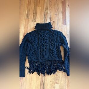 Zara Fringe knit sweater- black
